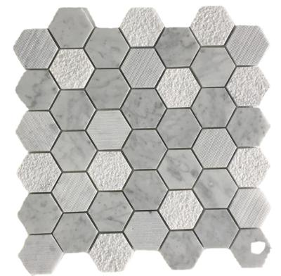 China Natural Stone Parquet Hexagon Marble Mosaic Tile Price for sale