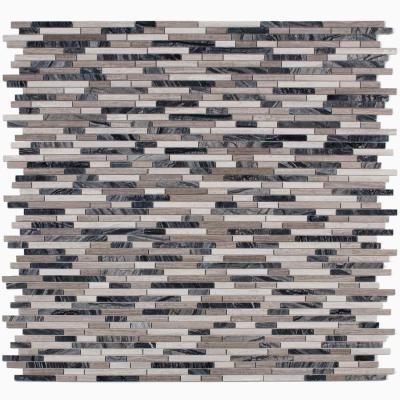 China White And Black Floor Mosaic Retro Slab Marble Strip Mosaic Interior Wall for sale