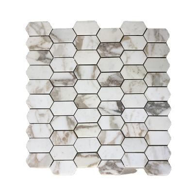 China Modern IOKA polished white marble mosaic tile mosaic backplash for bathroom and kitchen for sale