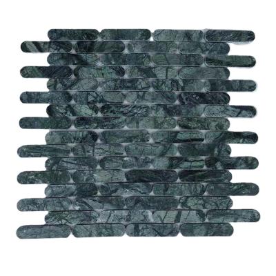 China Parquet Ming Green Penny Round Marble Mosaic For Wall Floor Tiles Long Form Green Marble Mosaic for sale