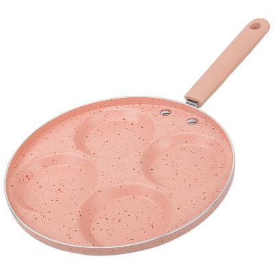 China China factory 4 hole egg pancake frying pan non stick mini pink non stick egg bread fried pan for sale