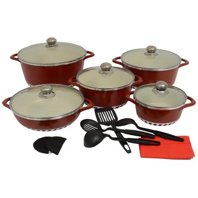 China Viable China manufacturing cheap atmospheric aluminum non-stick appearance fry pan 10 pcs cookware sets for sale