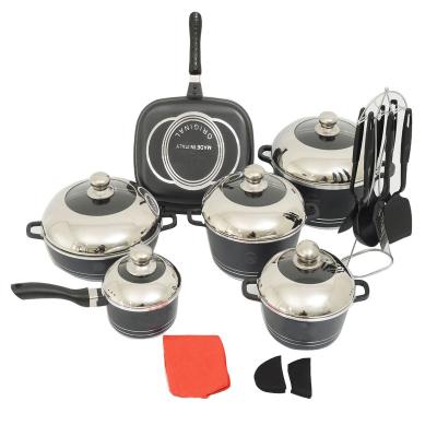 China 22 PCs Viable Hot Selling High Quality Multi Color Nonstick Marble Coating Die Cast Aluminum Cookware Sets for sale