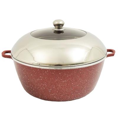 China Factory direct supply viable with lid black aluminum alloy two non-stick wok soup pot for sale