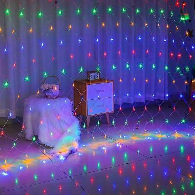 China String Light 2022 Hot Selling Colorful Net Lights 8 Modes For Home Yard Garden Ind Solar Mesh Net Light for sale