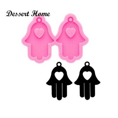 China DY0637 S/M/L Hamsa Hand Viable Glossy Silicone Dangle Earring Mold Jewelry Epoxy Mold Resin Opening Tools for sale