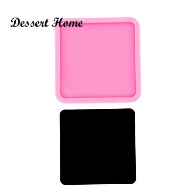 China DY0272 8*8*0.6cm Square Silicone Mold Viable Shining Resin Open Molds Geode Epoxy Coaster Agate Resin Trays Mold for sale