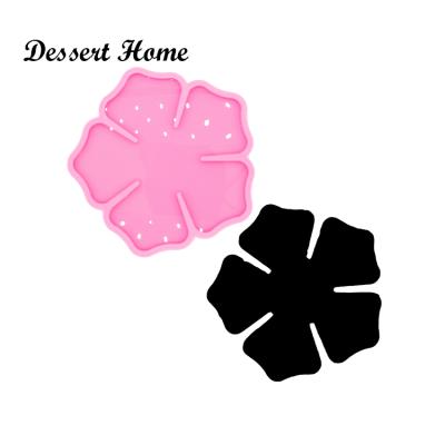 China DY0489 Viable 4.9in Brilliant Flowers Shape Resin Crafts Stick Molds Geode Coaster Agate Resin Trays Silicone Mold for sale