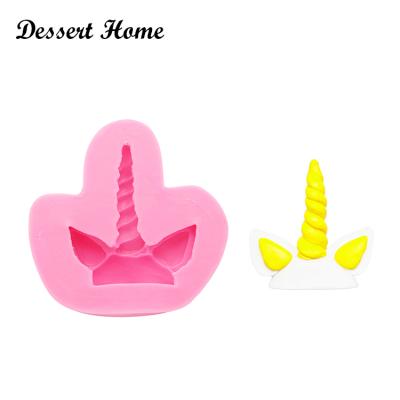 China D1423 Unicorn Ear Cake Design Sustainable Silicone Mold Cake Decorating Tools Resin Molds Safe-Resin Clay Chocolate for sale