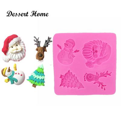 China D0006 Sustainable Tree/Snowman Shape Santa Claus /Christmas Silicone Molds For Cake Topper - Cake Topper Sugarcraft Design - Polymer Clay Candy Molds for sale