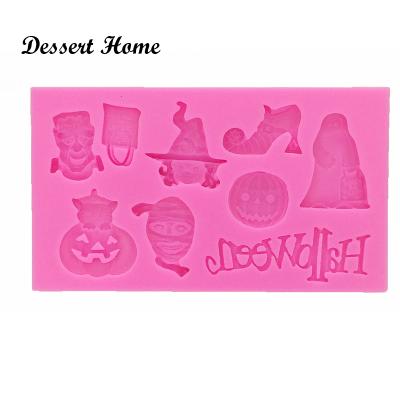 China D0004 The Viable Halloween Pumpkin / Witch Cake Silicone Mold - Cake Sugarcraft Design - Polymer Clay Candy Molds for sale