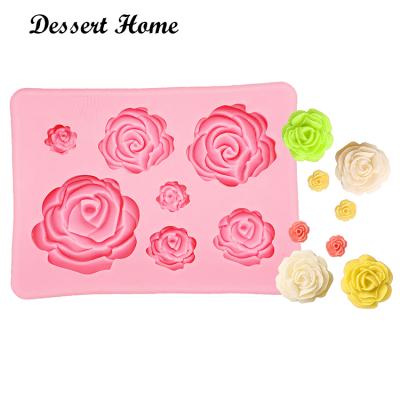 China D1023 DIY 3D Rose Sugarcraft Silicone Fondant Mold Viable Wedding Cake Decorating Tools Flower Resin Clay Gumpaste Molds for sale