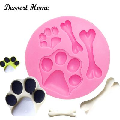 China D0199 DIY 3D Dog Bone Dog Claw Silicone Fondant Mold Viable Cake Decorating Tools Cupcake Candy Chocolate Gumpaste Molds for sale