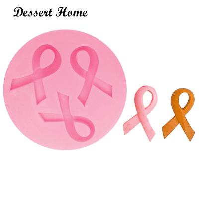 China D1397 DIY Cancer Ribbon Sugarcraft Silicone Fondant Mold Bow Viable Cake Decorating Tools Molds For Cupcakes Resin Clay Gumpaste for sale