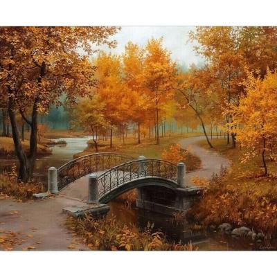 China CHENISTORY 99015 Classic Painting By Numbers Oil Canvas Painting Diy Small Bridge With Wood Frame For Kits for sale