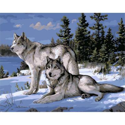 China CHENISTORY 99014 Diy Classic Oil Paint By Numbers Animal Wolves On Canvas Painting For Adult No View for sale