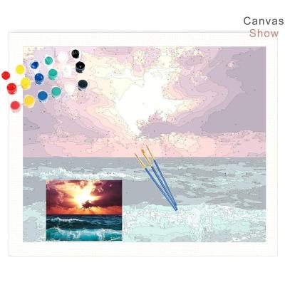 China Classic CHENISTORY 3280 Diy Painting By Numbers With Craft Multi Aluminum Picture Diy Sea Sunrise Kits Frame Home Decor Drawing Gift for sale