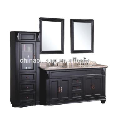 China Solid Wood Classic Farmhouse Bathroom Cabinet Bathroom Furniture for sale