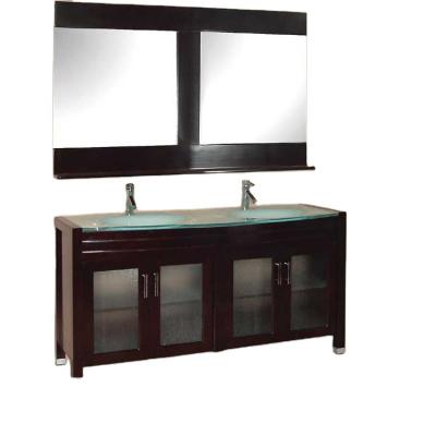 China Canada Hot Sale Products Double Arm Extend Mirrored Large Bathroom Solid Wood Cabinet Detached Double Wash Basin for sale