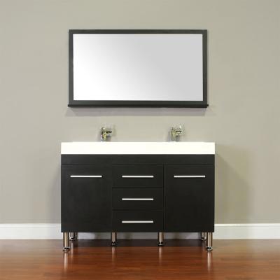 China Modern Black MDF With Melamine Finish Floor Mounted Bathroom Vanity for sale