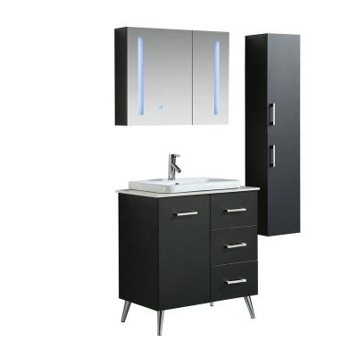 China Modern LED Lighted Mirror Cabinet With Wash Sink Bathroom Vanity for sale