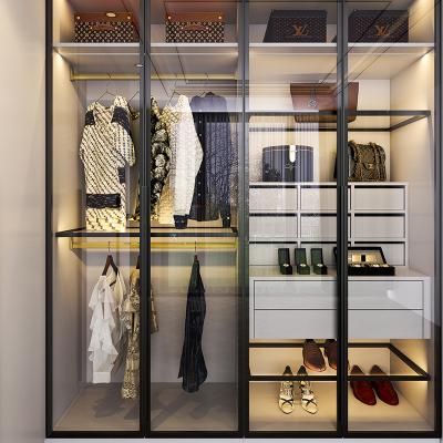 China Modern Good Quality Custom Glass Door Wardrobe Modern Walk In Closet for sale