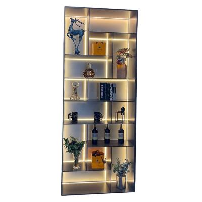 China TV Furniture Wall Living Room VALUE Cabinet Decorative Trophy Display Cabinet Led Modern Wood Display Cabinet Box Matt Black for sale