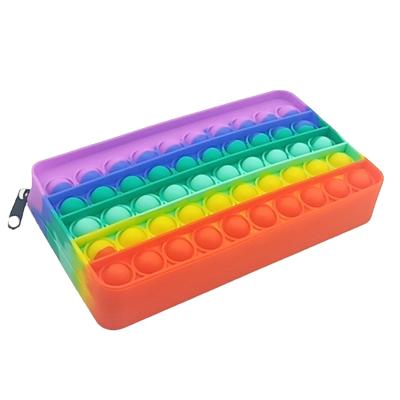 China Dimple Stress Relief School Pencil Case Rainbow Silicone Durable Bubble Push for Kids for sale