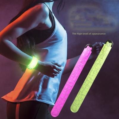 China USB LED Rechargeable Nylon Arm Slap Wrist Band for Promotional Gifts Participate Night Sports Praise Party Concert Fun Recycling Race for sale