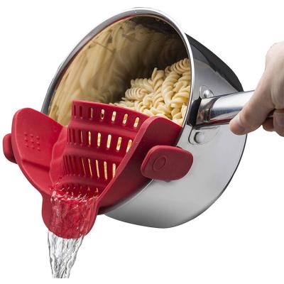 China Sustainable Kitchen Tension Silicone Strainer Clip On Silicone Colander Fits, All Pots And Bowls for sale