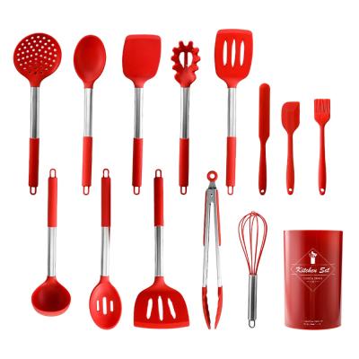 China Kitchen Steel Pipe Silicone Handle Kitchenware Set 14-Piece Stainless Silicone Cookware Baking Tool Kit for sale