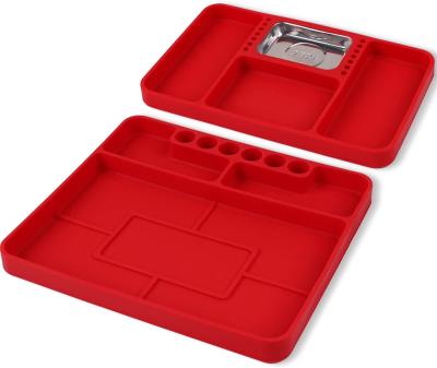 China To Keep Small Tools Within Reach of Automotive Tool Trays 2 PCS Work Area Tool Organizer Non-Slip Premium Silicone Flexible Multi Purpose Tray Mats With Magnetic Small Parts for sale