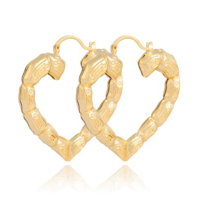 China Haohan Trendy Jewelry 18k Gold Plated Big Heart Big Earrings Gold Hoop Earrings for sale