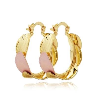 China Manufacturer CLASSIC Factory Price Amazon best selling three color circle earrings leaves gold plated earrings for sale