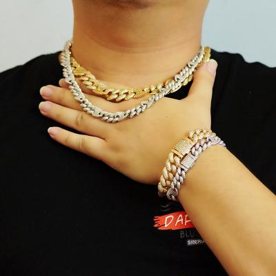 China Hip Hop Hip Hop Jewelry Iced Out Zircon Charm Cuban Link Chain 12mm Hit Chain For Men for sale