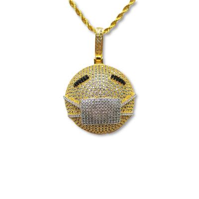 China Beautiful Hip Hop Face Bling Hip Hop Pendant Gold Plated CZ Charm With Mask for sale