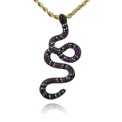 China Hip Hop Charm Hip Hop Snake Shaped Animal Iced Pendant for sale