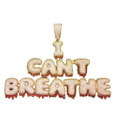 China Hiphop Iced Out Custom Bubble Letter Pendant I Can't Breathe for sale