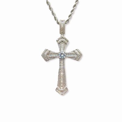 China 2020 Hot Sale Hiphop Punk Silver Color Brass Charm Cross Pendant for sale