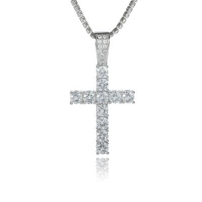 China Hiphop Vintage Fashion Jewelry Hiphop Mens Crystal Cross Necklace Micro Pendant Pave Diamond Pendant for sale