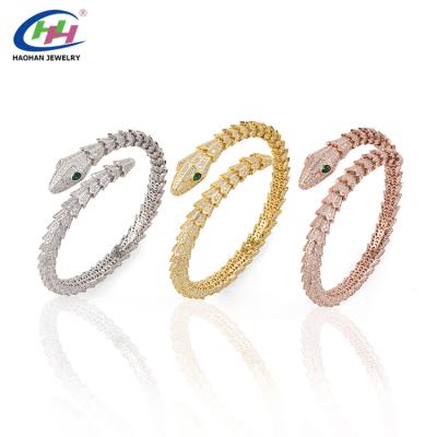 China Hiphop Sale Whole Fashion Fashion Zircon Snake Crystal Bracelet Rose Gold Plated For Women for sale