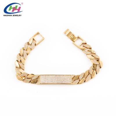 China Newest Hiphop Factory Price Crystal Bracelet Gold Color For Women for sale