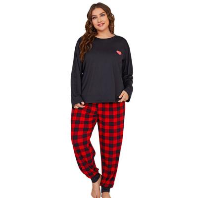 China Plus Size Christmas Plaid Pants Women Designer Sleepwear Lounge Black Top Wear 5XL Ladies Casual Pajamas QUICK DRY Clothing for sale