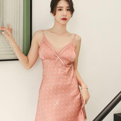 China Sexy Lace Long QUICK DRY Robe Summer Pajamas Suspender Pajamas Lady's Silk Robe for sale