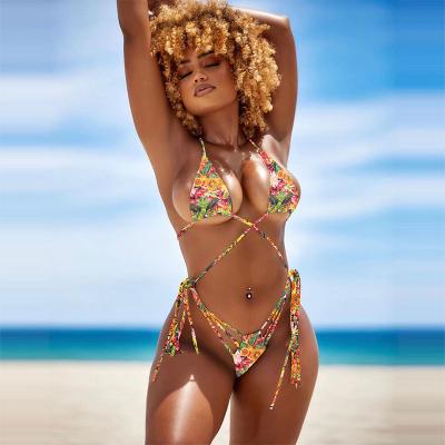 China Windproof Elastic String 2 Piece Bikini Women Swimwear Sexy Three Point Bikini Swimwear for sale