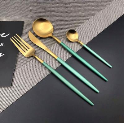 China Viable Cutlery Supplier Utensils Eating Rice Matt Diamante Cuttlery Knife Golden Black Portable Spoon Set Metal Sets Gold Custom for sale