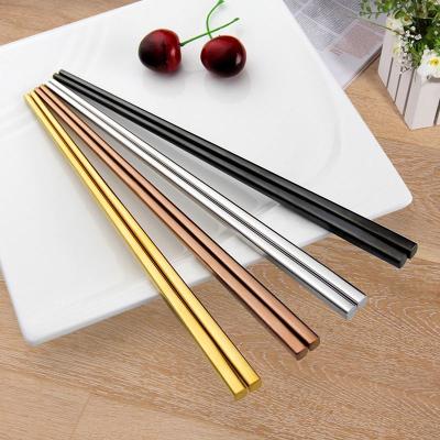 China Spoon Minimalist Chopstick Stainless Steel Chinese Chopsticks Take Way Reusable And Utensils Diamond Custom Logo Flat for sale