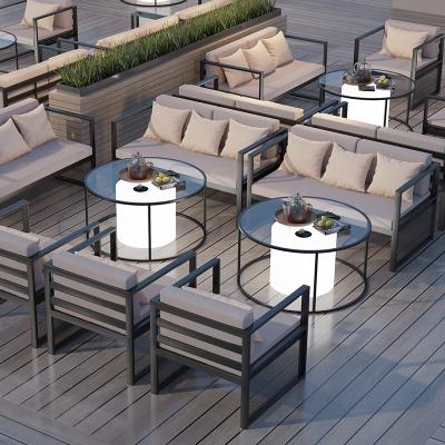 China Contemporary Style (SP-OS302) Modern Waterproof Combination Sofa Glass Outdoor Tables Garden Outdoor Furniture for sale