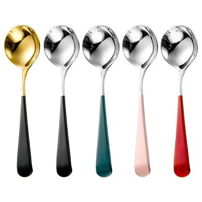 China Popular Viable Amazon Spoon 304 Stainless Steel Cutlery Dinner Spoon Dessert Spoon With Colorful for sale