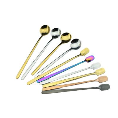 China Viable Amazon Stainless Steel Microphone Spoon Ice Cream Dessert Spoon Fork Leaf Shape Teaspoon With Colorful for sale